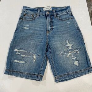 Abercrombie Kids Distressed Denim Shorts Size 9/10 Regular Light Wash